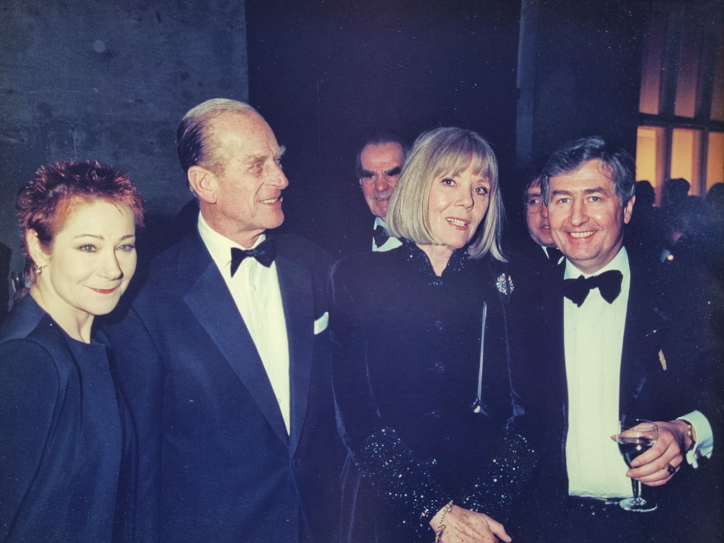  Duke of Edinburgh with Dr. Moran, and actresses Zoe Wanakmaker and Diana Rigg