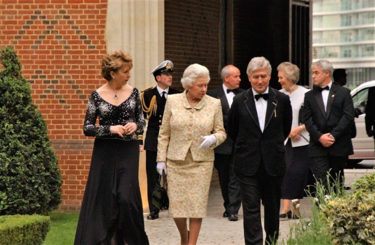 Dr Christopher Moran Cooperation Ireland The Queen President of Ireland Mary McAleese at Crosby Hall