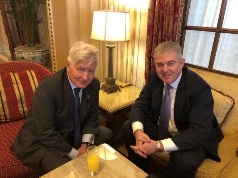 Dr Christopher Moran Chairman Cooperation Ireland Brandon Lewis Secretary of State Northern Ireland Washington DC