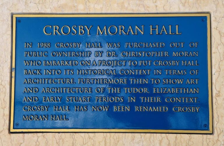 Crosby Moran Hall Dr Christopher Moran Blue Plaque Royal Borough Kensington Chelsea