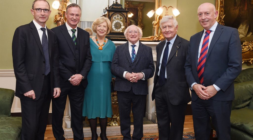 President of Ireland Dr. Christopher Moran Peter Sheridan Football Friendly Martin O'Neill Michael O'Neill Dublin