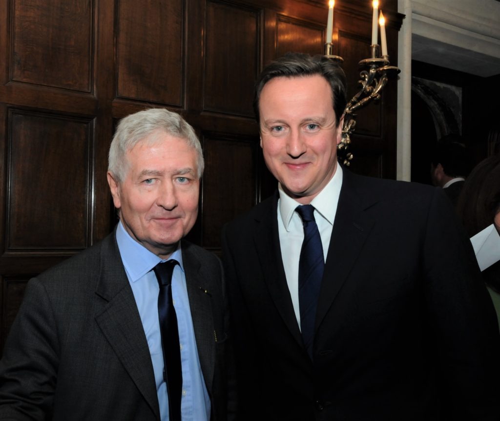 Dr. Christopher Moran and Prime Minister David Cameron at dinner at Crosby Moran Hall