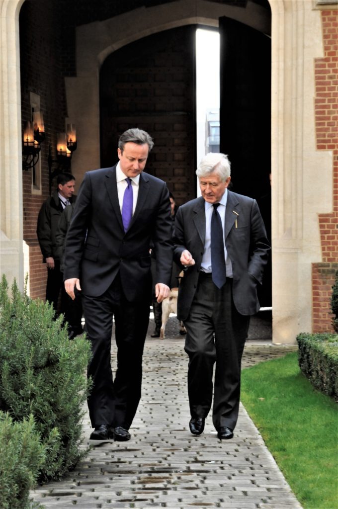 Dr. Christopher Moran and Prime Minister David Cameron at Crosby Moran Hall